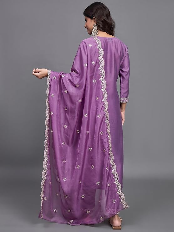 Women Embroidered Straight Kurta Set