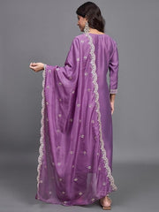 Women Embroidered Straight Kurta Set