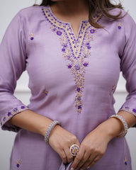 Women’s Beautiful Embroidered Work Kurti Pant and Printed Dupatta Set