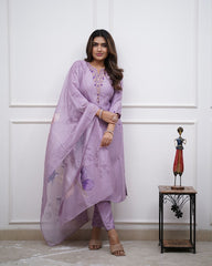 Women’s Beautiful Embroidered Work Kurti Pant and Printed Dupatta Set