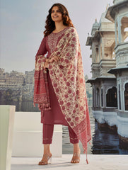 Premium Cotton Kurta Pant With Dupatta Set For Women