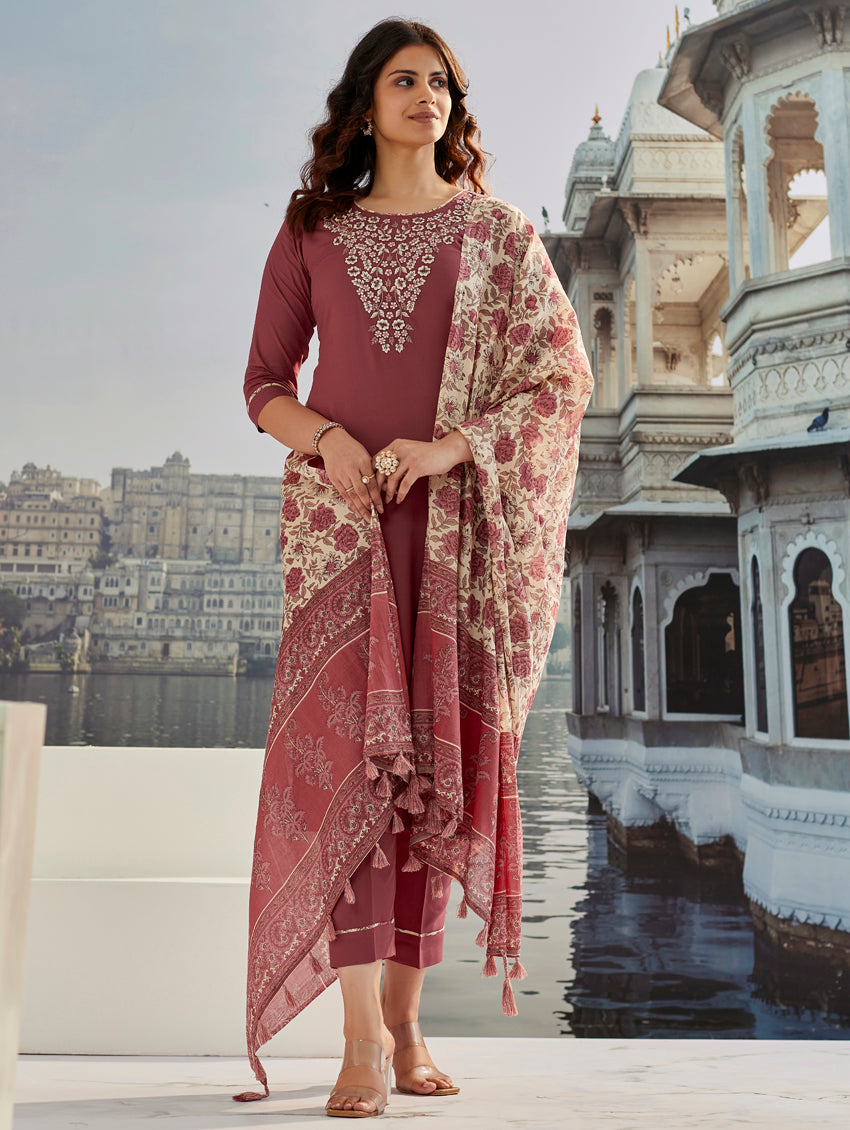 Premium Cotton Kurta Pant With Dupatta Set For Women