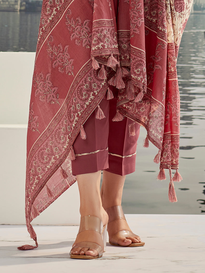 Premium Cotton Kurta Pant With Dupatta Set For Women