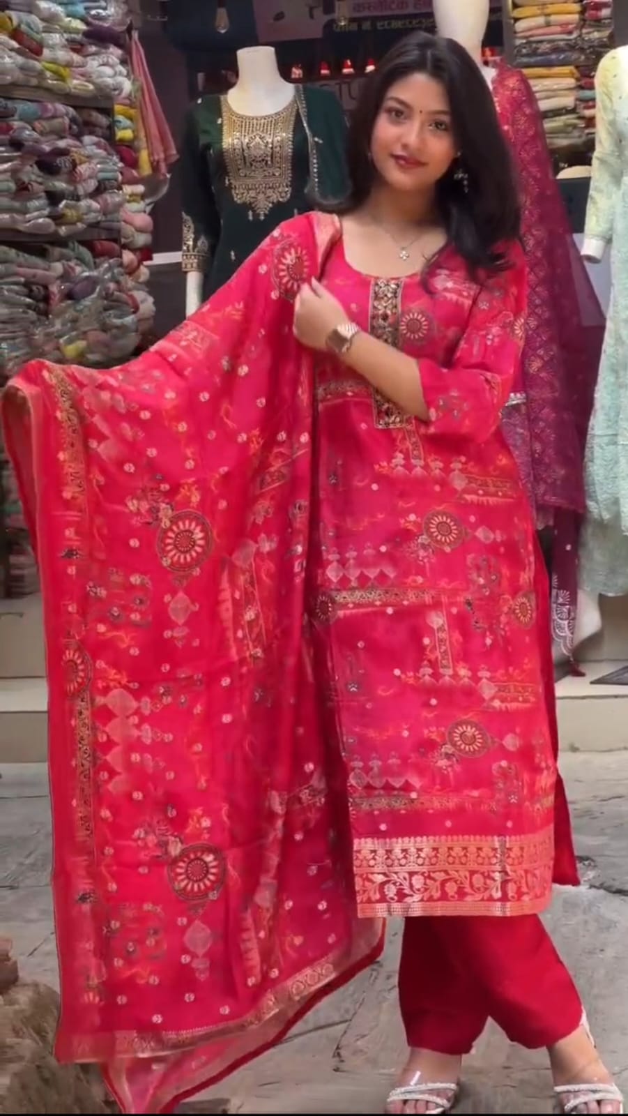 Festive Flares – Red Embellished Ethnic Ensemble