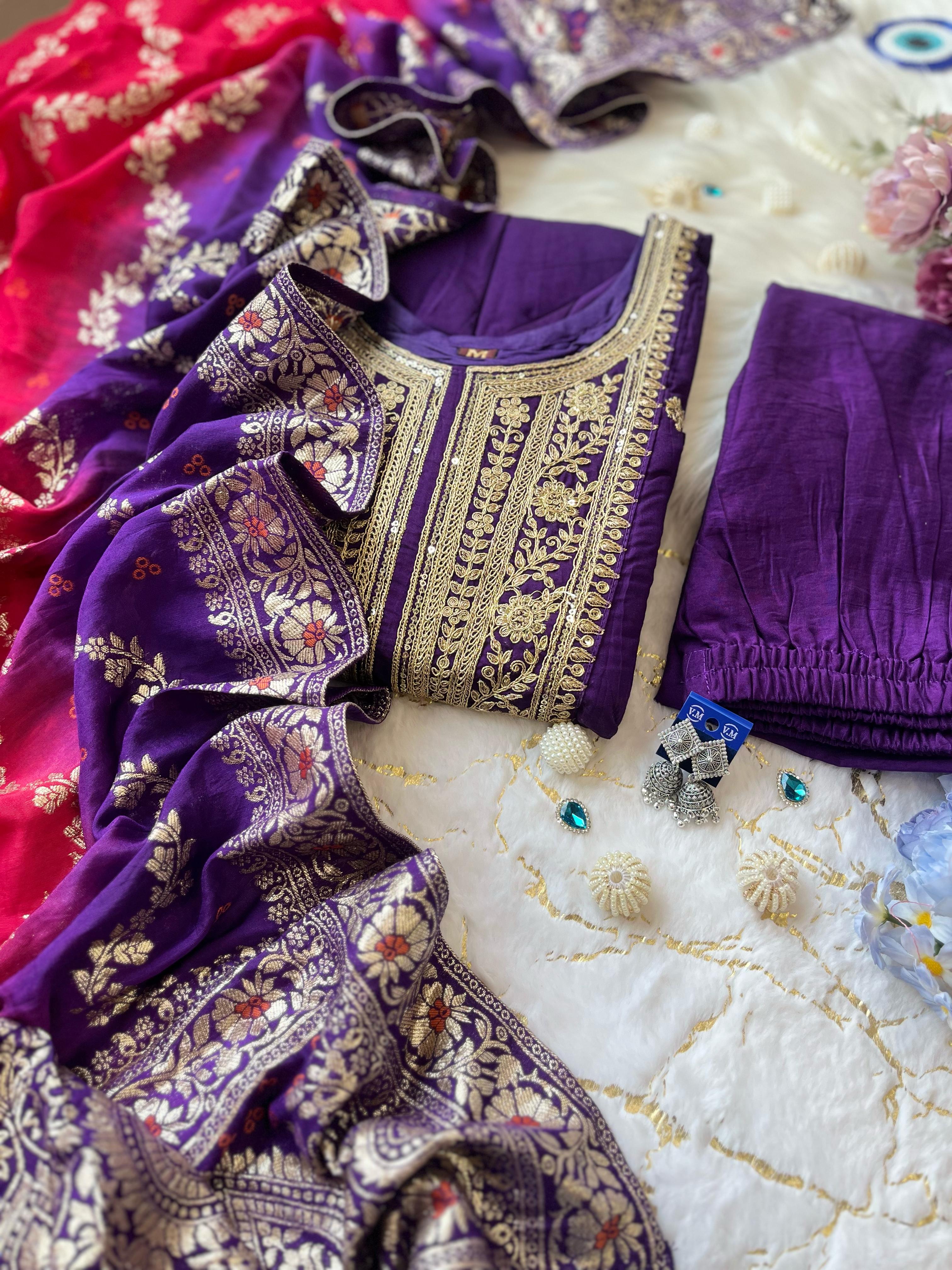 Luxurious Purple Traditional Indian Ethnic Wear