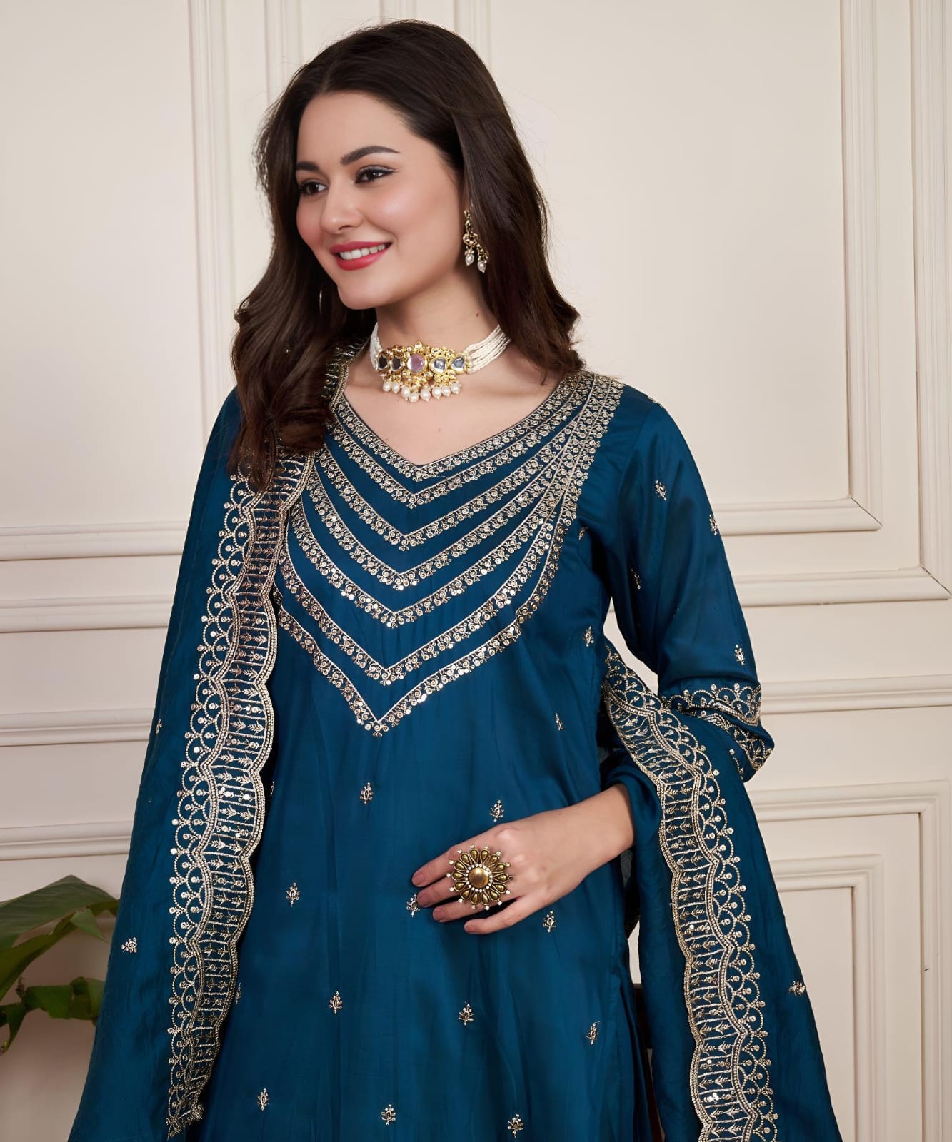 Ocean Elegance – Festive Teal Suit Ensemble