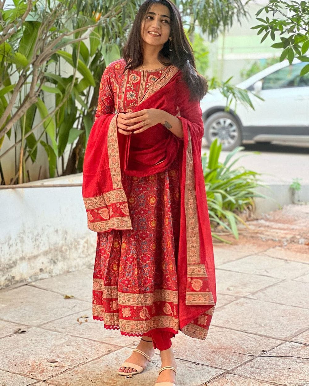 Regal Red – Floral Embroidered Traditional Suit Set