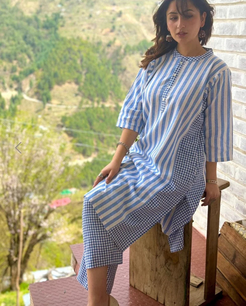 Blue Breeze Cotton Kurta Set