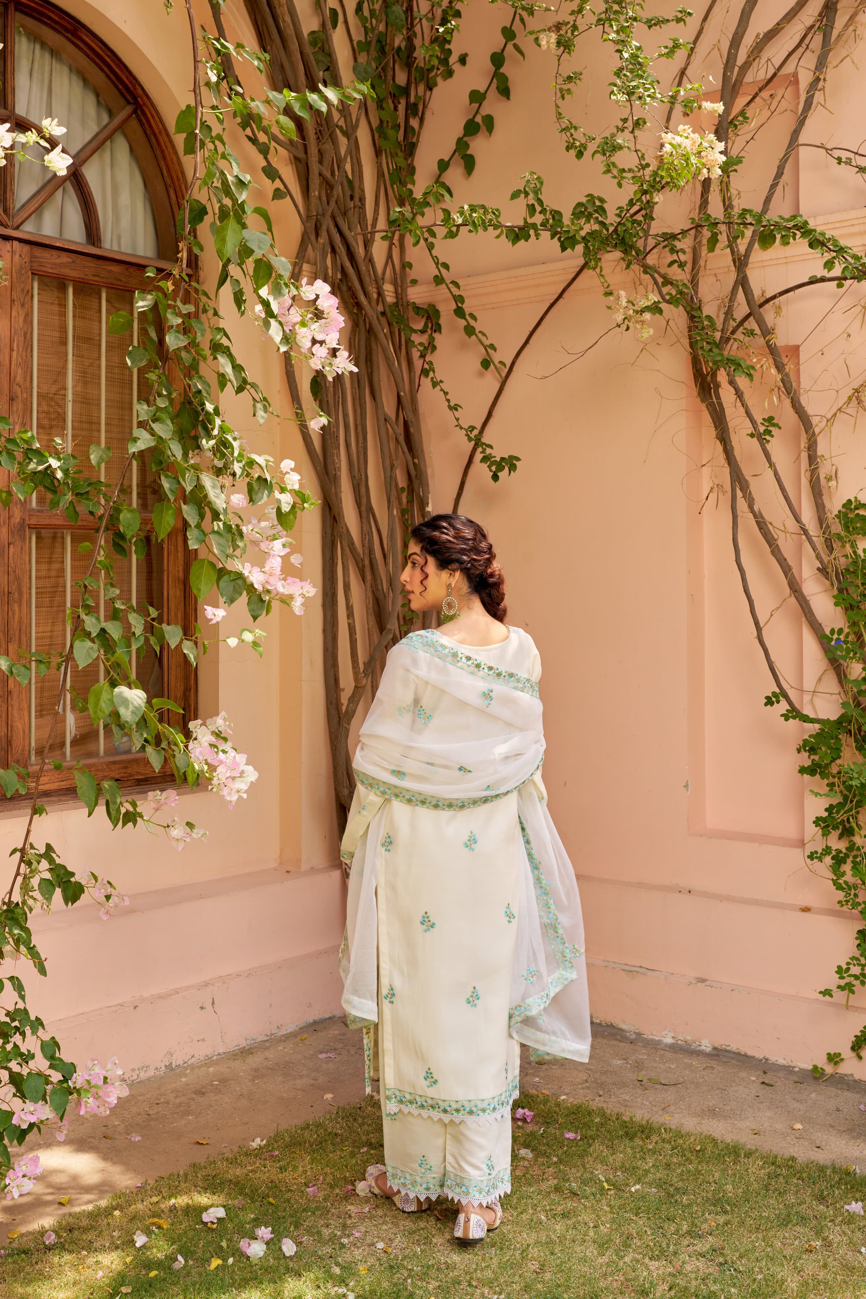 Ivory Garden – Embroidered Pastel Kurta Set