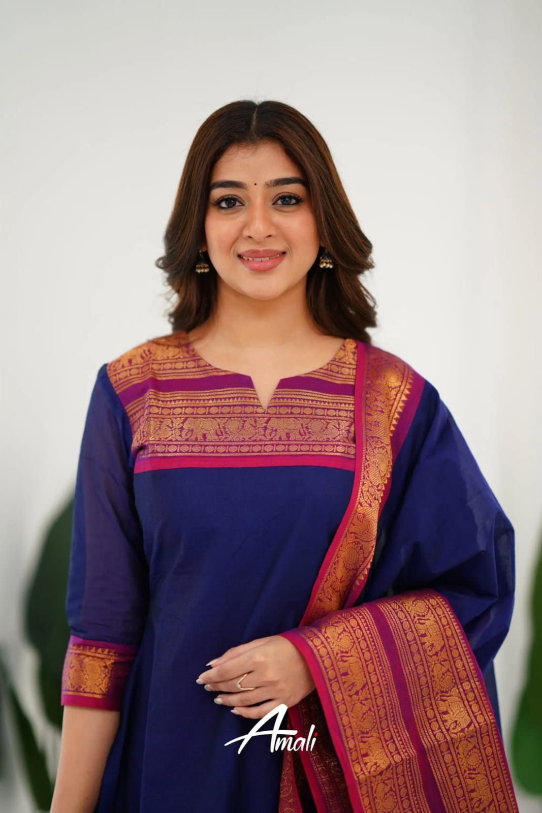 Stunning Navy Blue Kurta Set with Rich Gold Embroidery