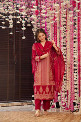 "Elegant Maroon Embroidered Lawn Suit – Festive Collection"