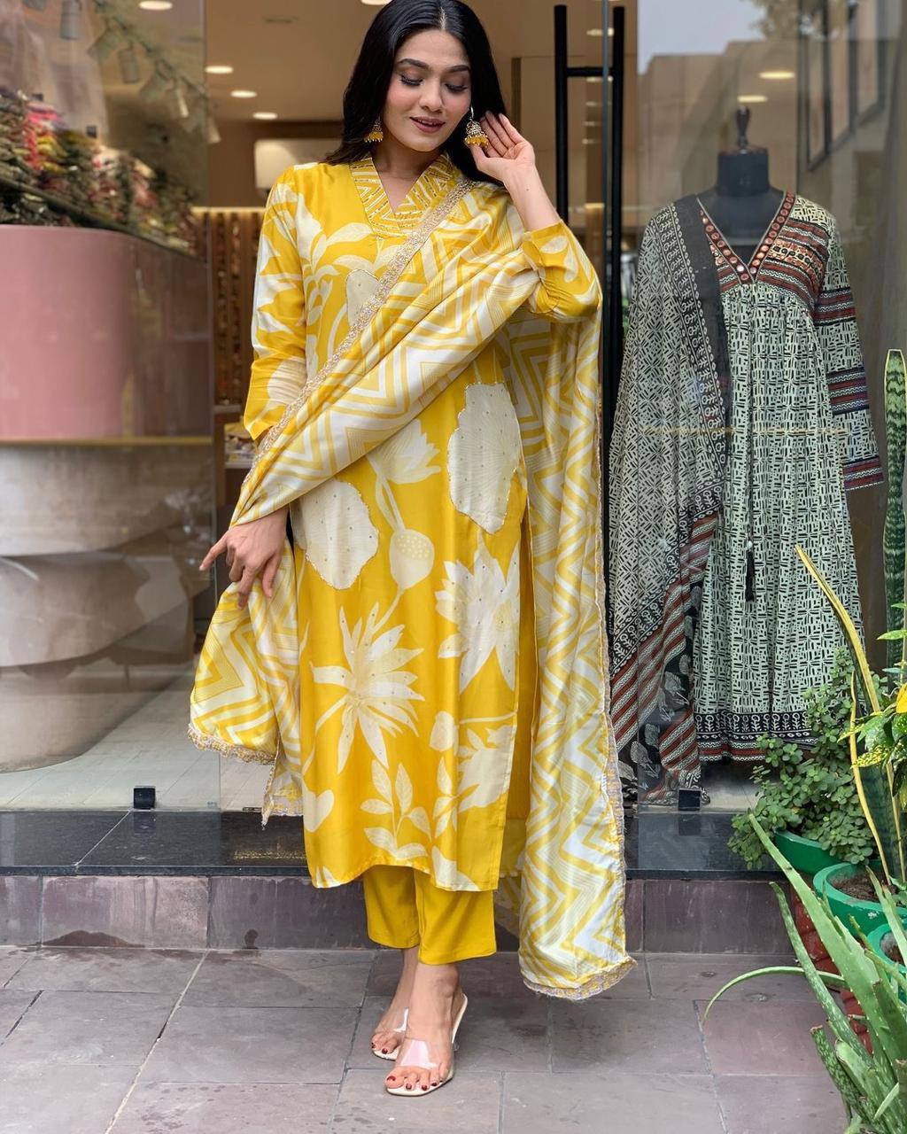 Bright & Beautiful Yellow Traditional Suit