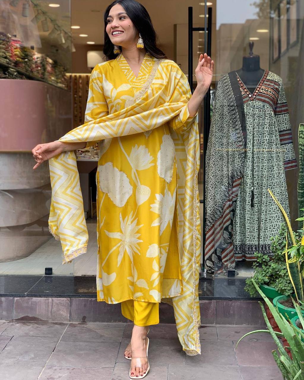Bright & Beautiful Yellow Traditional Suit
