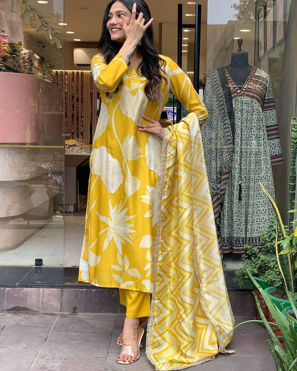 Bright & Beautiful Yellow Traditional Suit