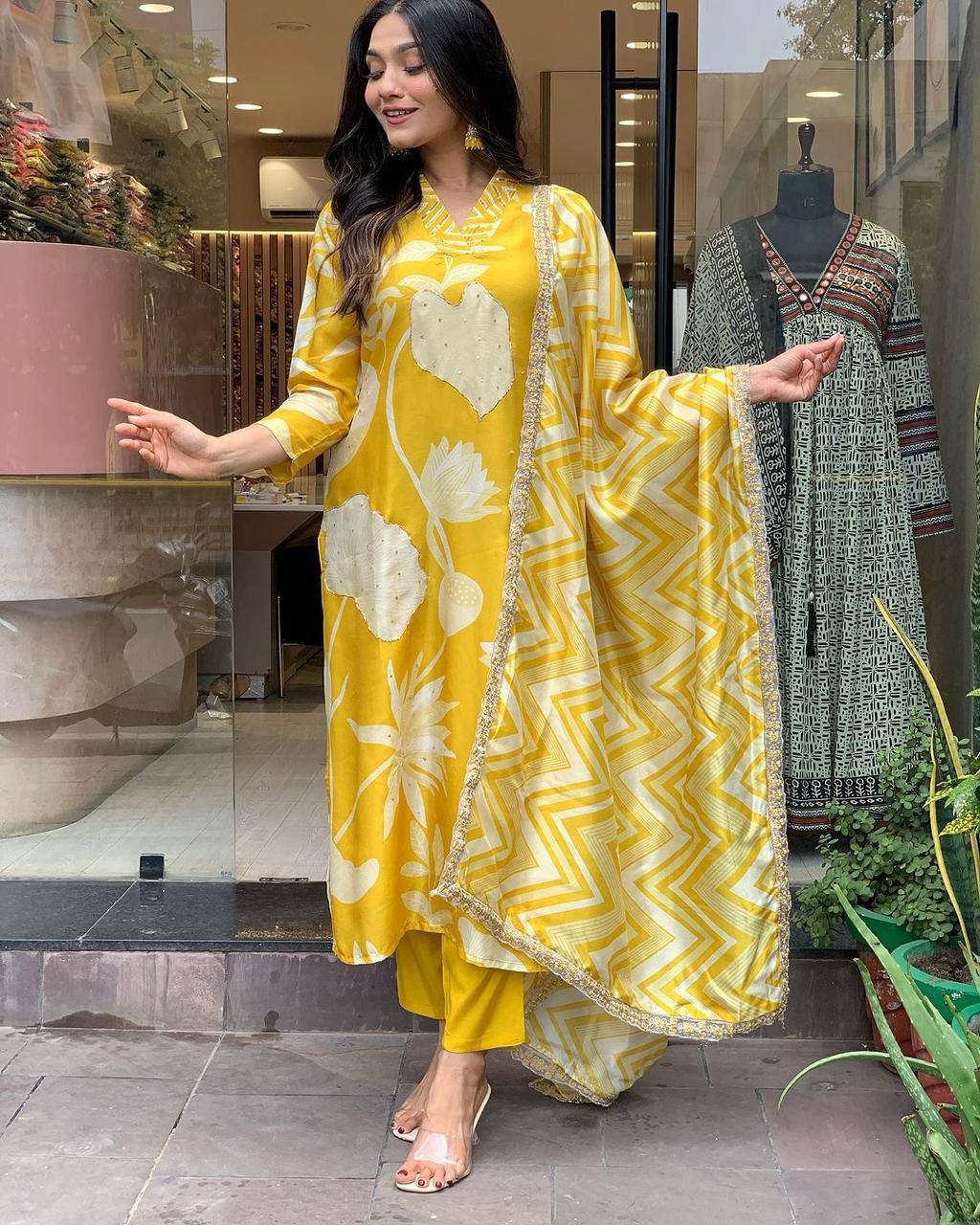 Bright & Beautiful Yellow Traditional Suit