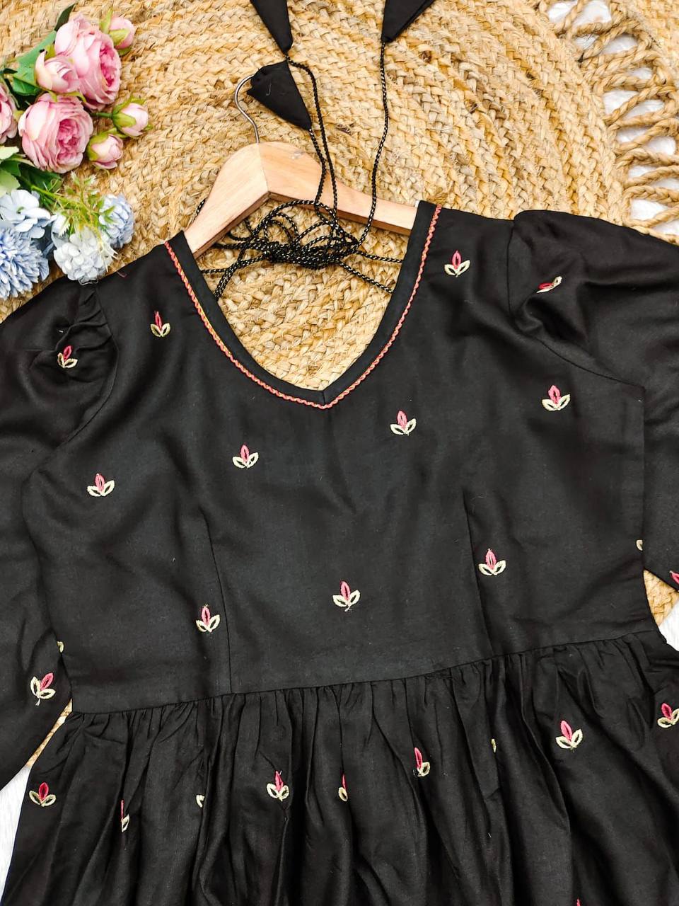 Elegant Black Embroidered Anarkali Suit