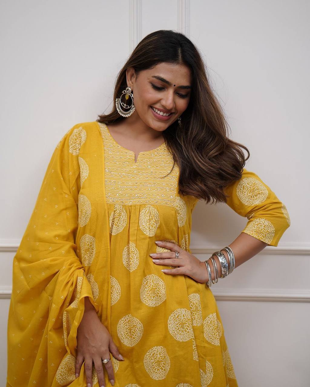 "Sunshine Yellow Printed Cotton Kurta Set – Brighten Up Your Everyday Look"