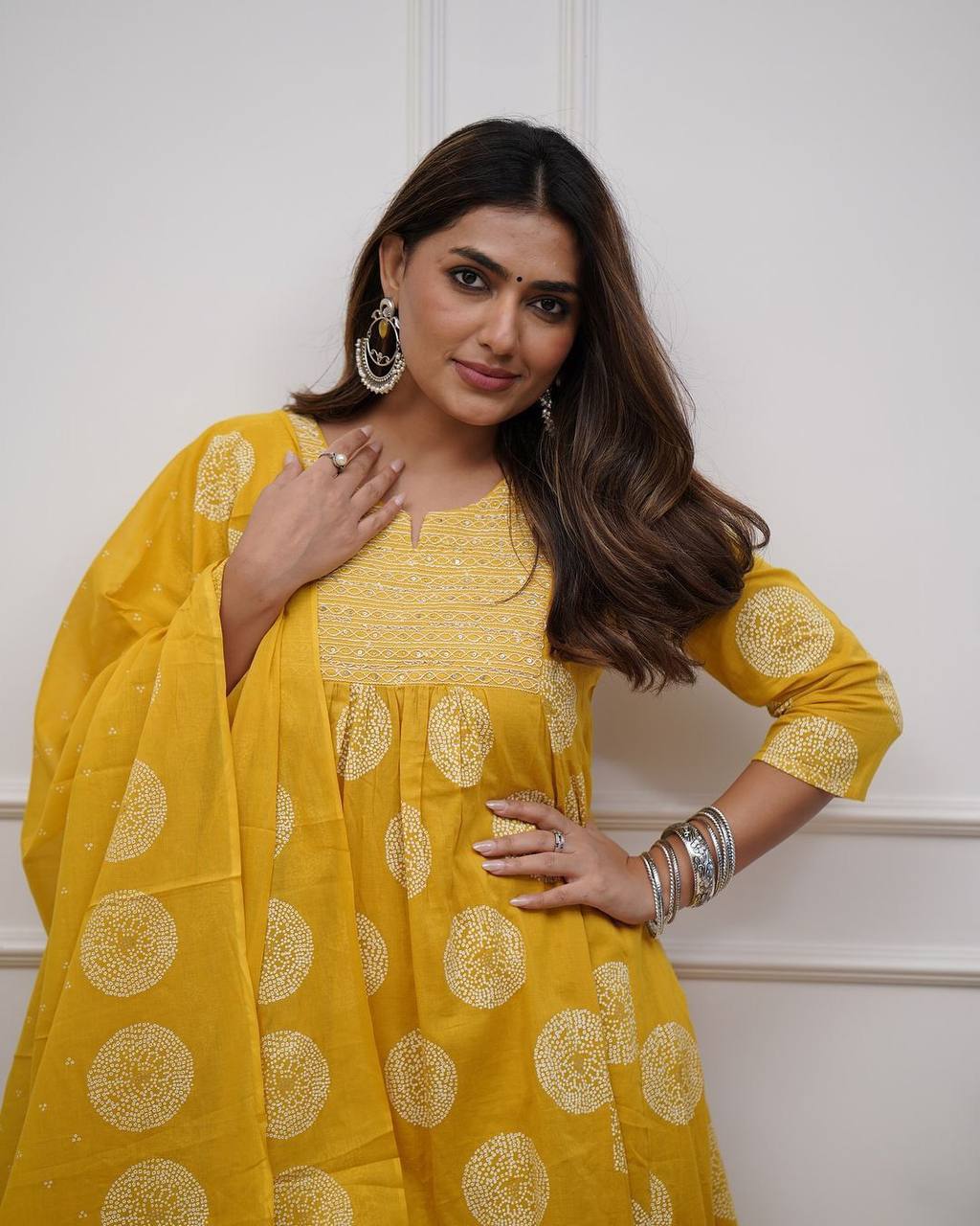 "Sunshine Yellow Printed Cotton Kurta Set – Brighten Up Your Everyday Look"